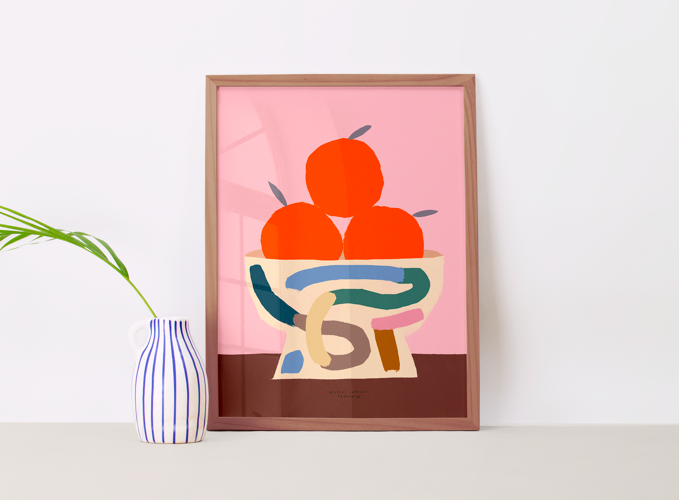 Affiche murale bol de fruit coloré avec des oranges 50cm*70cm