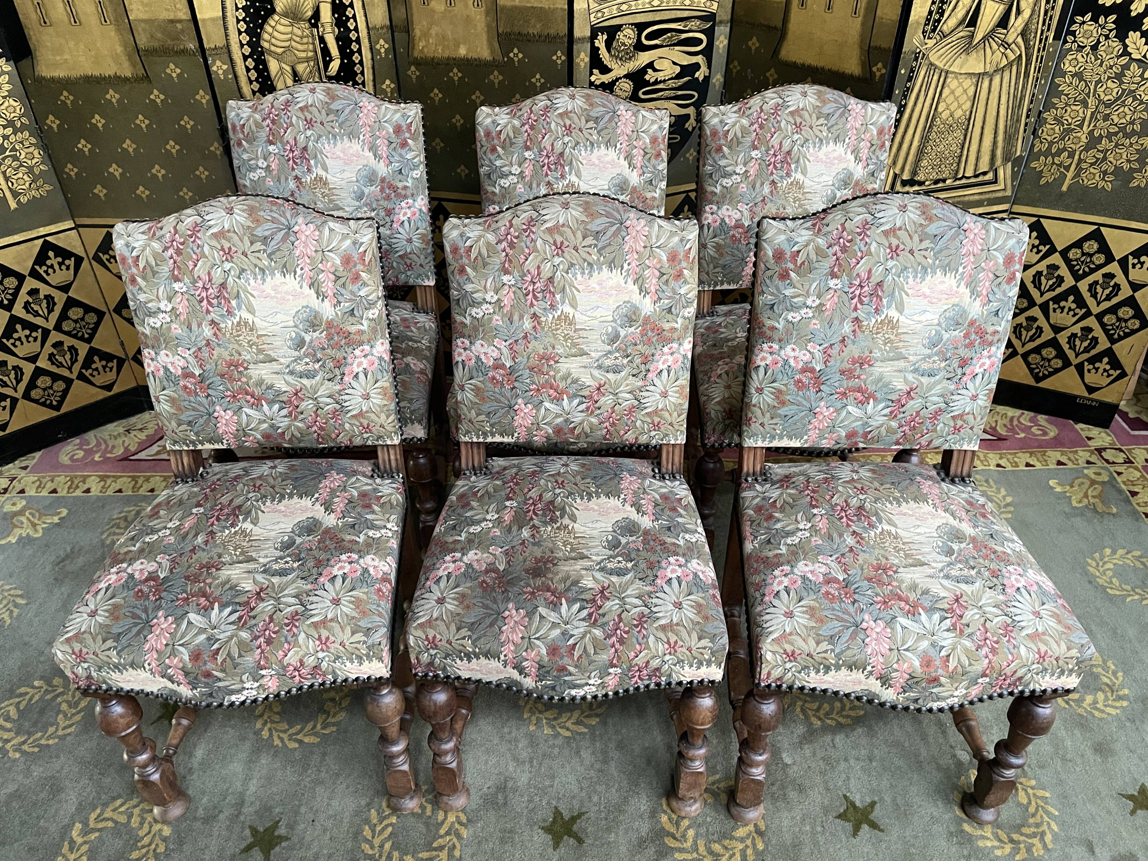 Suite of 6 Louis XIII style chairs