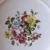 Flat french antique faience of Lunéville China Keller & Guerin 1889 "Chaillot of Vercor" décor of flowers