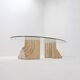 Sculptural Glass and Travertine coffee table
