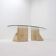 Sculptural Glass and Travertine coffee table