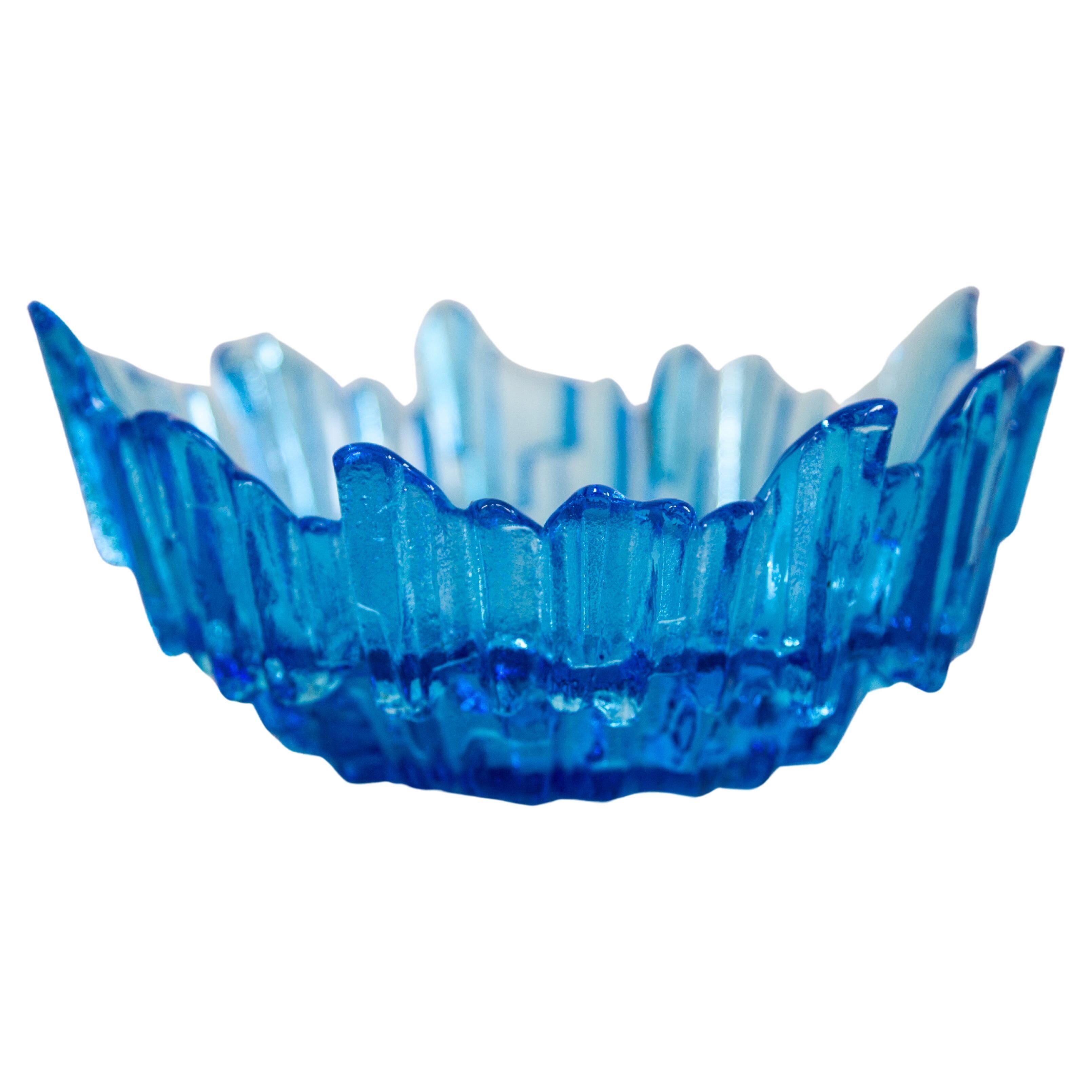 Vintage decorative plate in light blue glass, Italy, 1960s