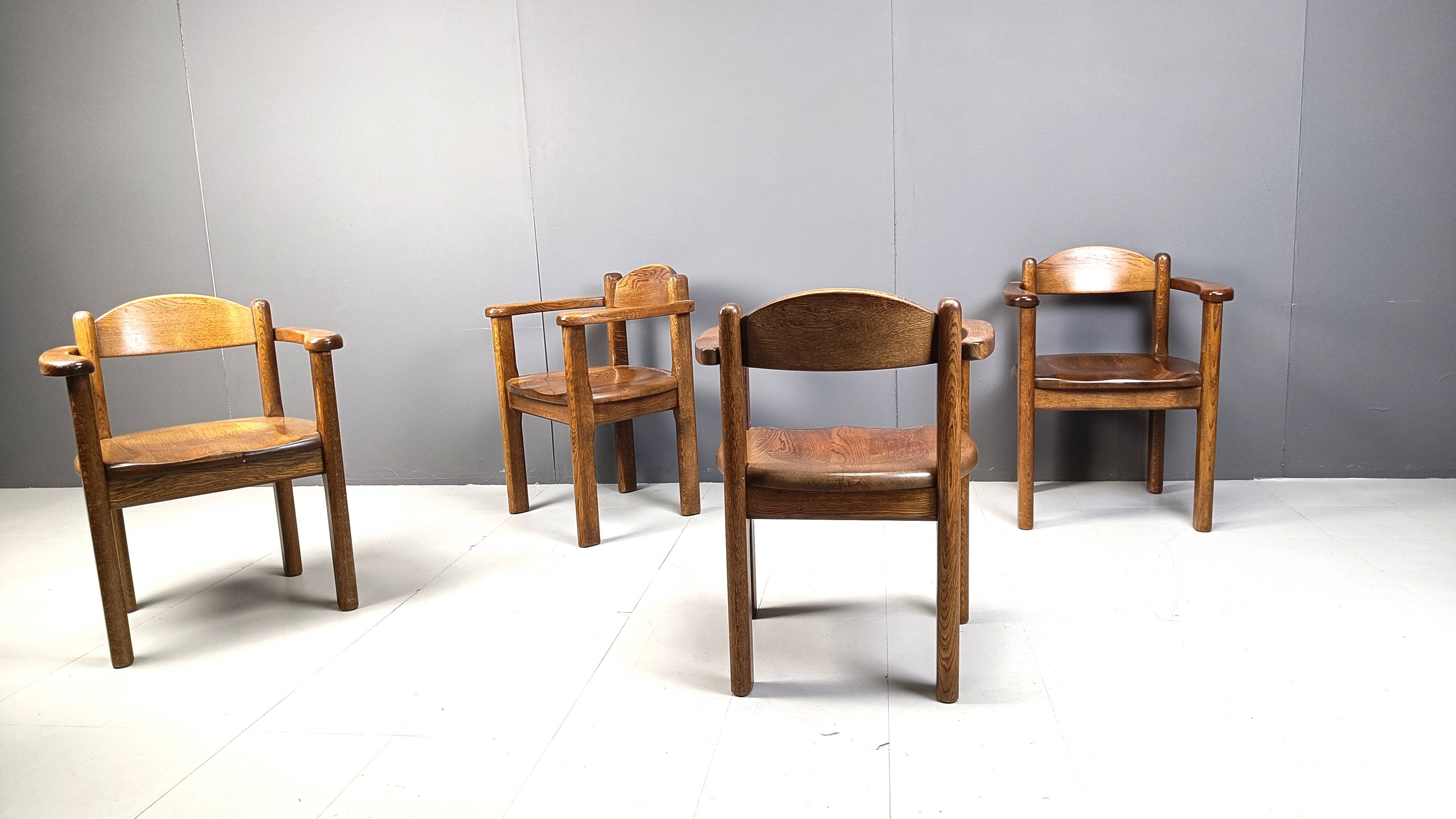 Vintage wooden armchairs made in Belgium, 1970s