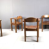 Vintage wooden armchairs made in Belgium, 1970s