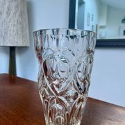 Molded glass vase with sculpted decoration