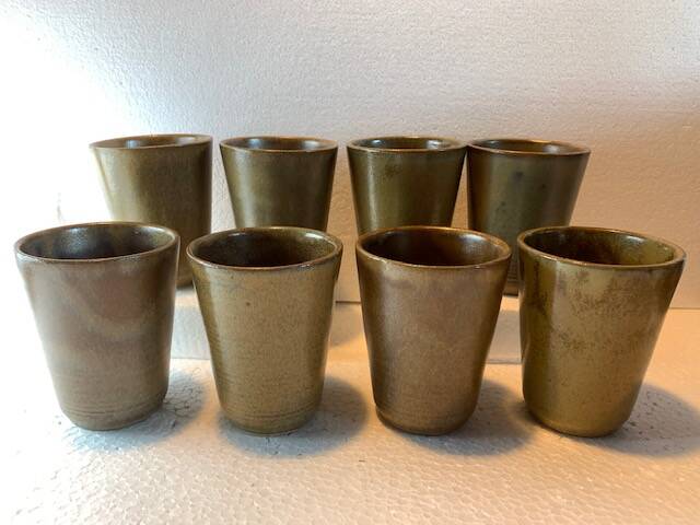 Set of 8 vintage Digoin stoneware tumbler glasses