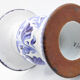 Triple candle holder in Biot earthenware with blue flower patterns