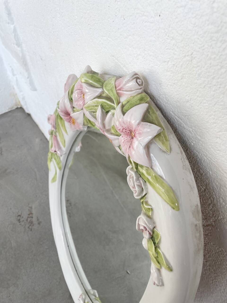 Italian style ceramic flower mirror