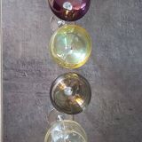 4 colored crystal wine glasses with twisted stems