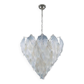 Lampadario con vetri di Murano opalino, foglie di vetro opalino