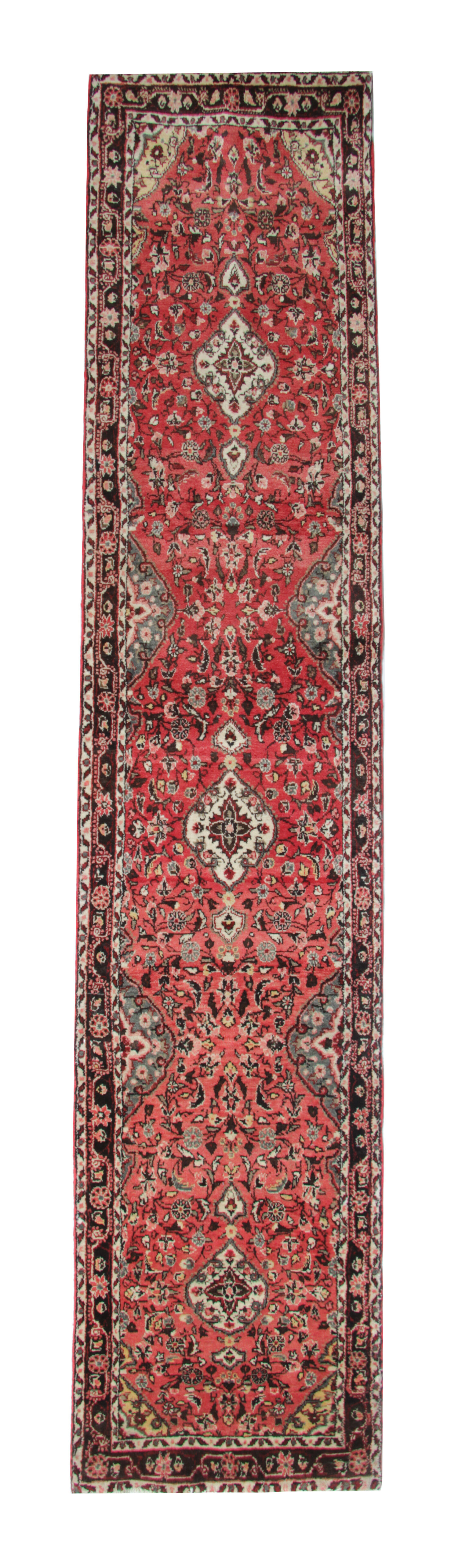 Traditional persian runner rug long red wool oriental carpet-83x495cm