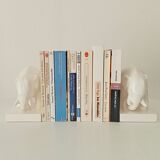 Paire de serre-livres anciens en céramique émaillée