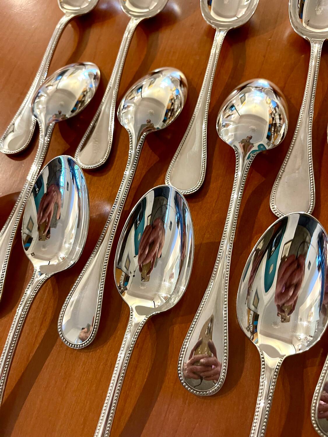 Christofle perles 12 table spoons near new condition 20.5 cm