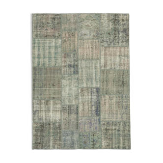 Hand-knotted oriental vintage 175 cm x 245 cm grey patchwork carpet