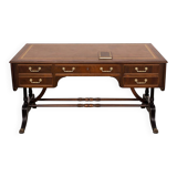 English desk, double-sided table with mahogany extension.