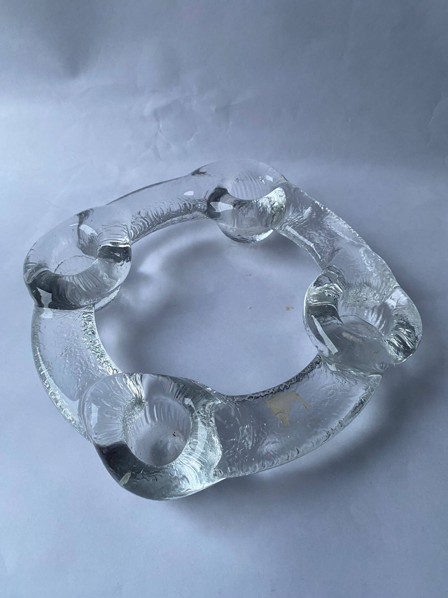 Pukeberg Scandinavian vintage glass candle holder from the 70s