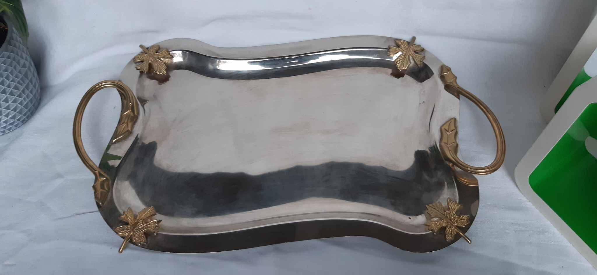 silver brass tray retro 1960s