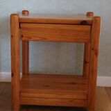 Pine bedside table with one drawer