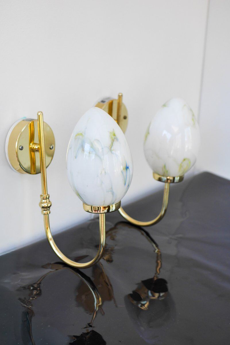 Vintage Scandinavian wall lights, 1980s, set of 2