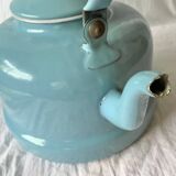 Large vintage kettle in blue enameled sheet metal