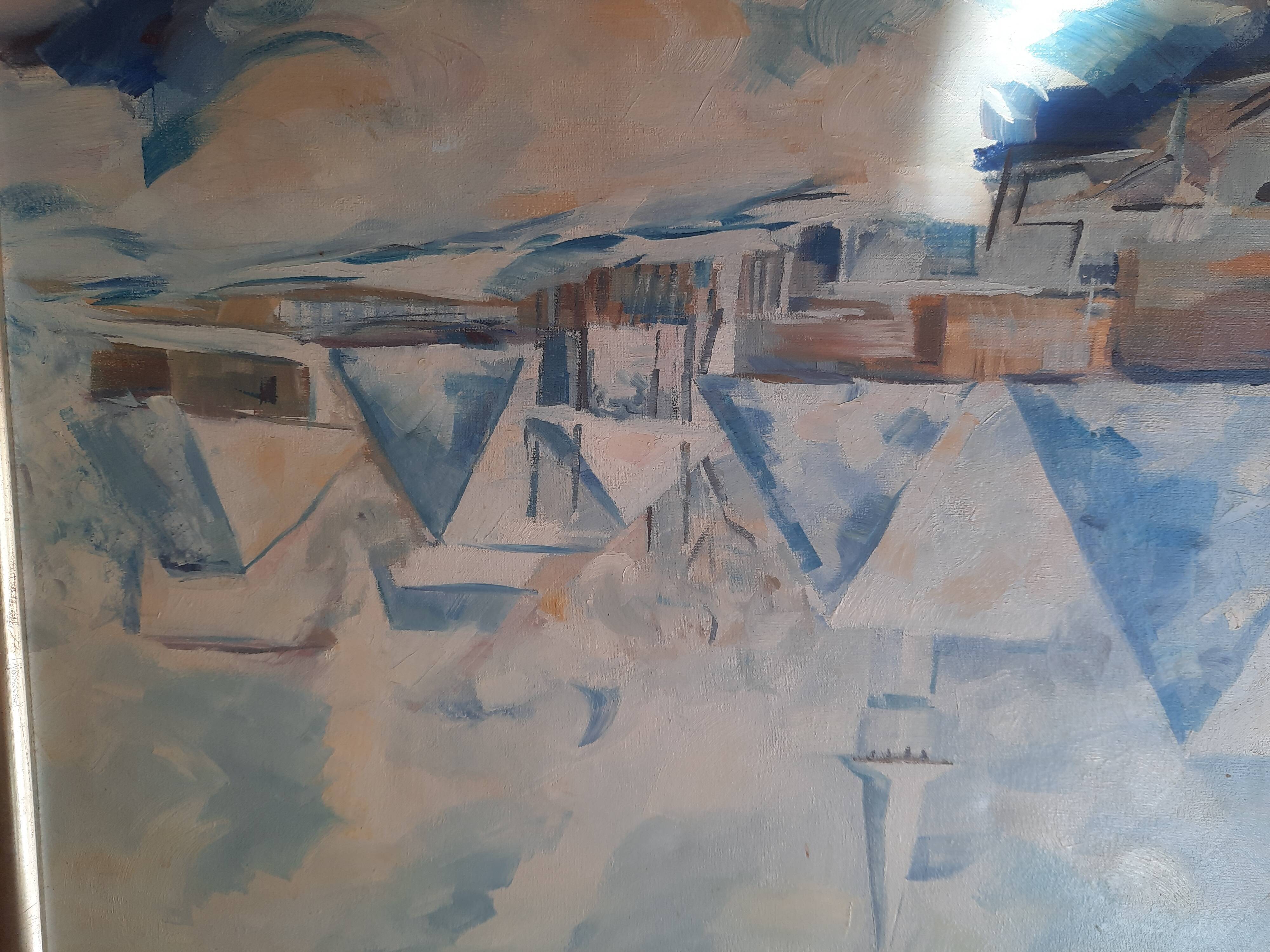 Village painting in winter