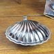 Shell-shaped butter dish in stainless steel and blue glass