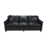 Mid century black leather scandinavian 3 seats sofa, 1950