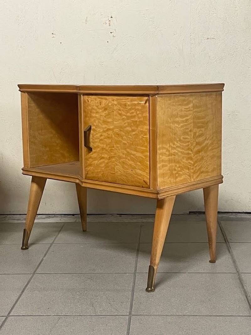 Pair of Maple and Glass Nightstands, Italy, 1950