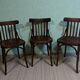 Set of 3 vintage wooden bistro chairs from around 1950.