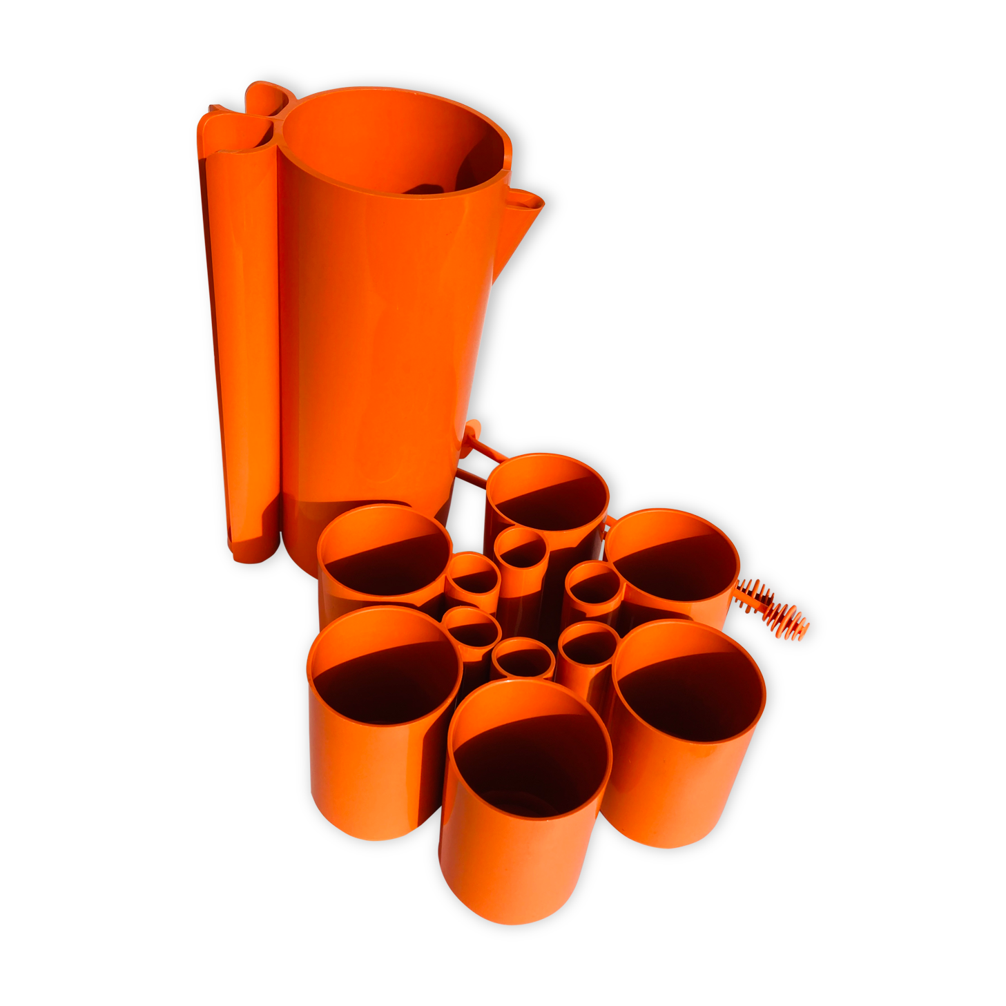 Service à Orangeade Vintage – Pichet En Plastique Orange – Années 70-80