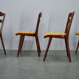 Vintage walnut dining chairs by Mier Topolcany, Czechoslovakia, 1960s, set of 4