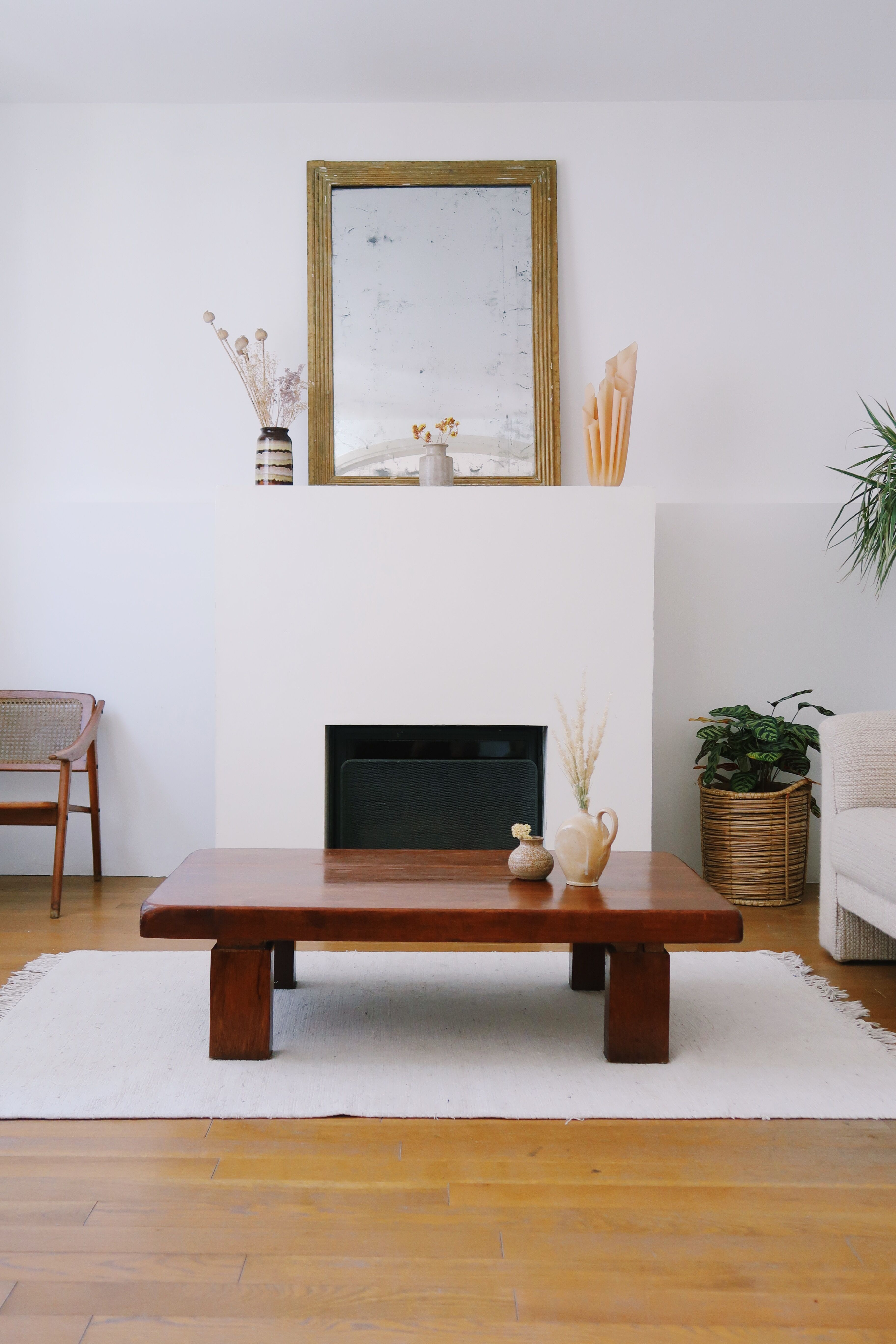 Brutalist coffee table in solid oak