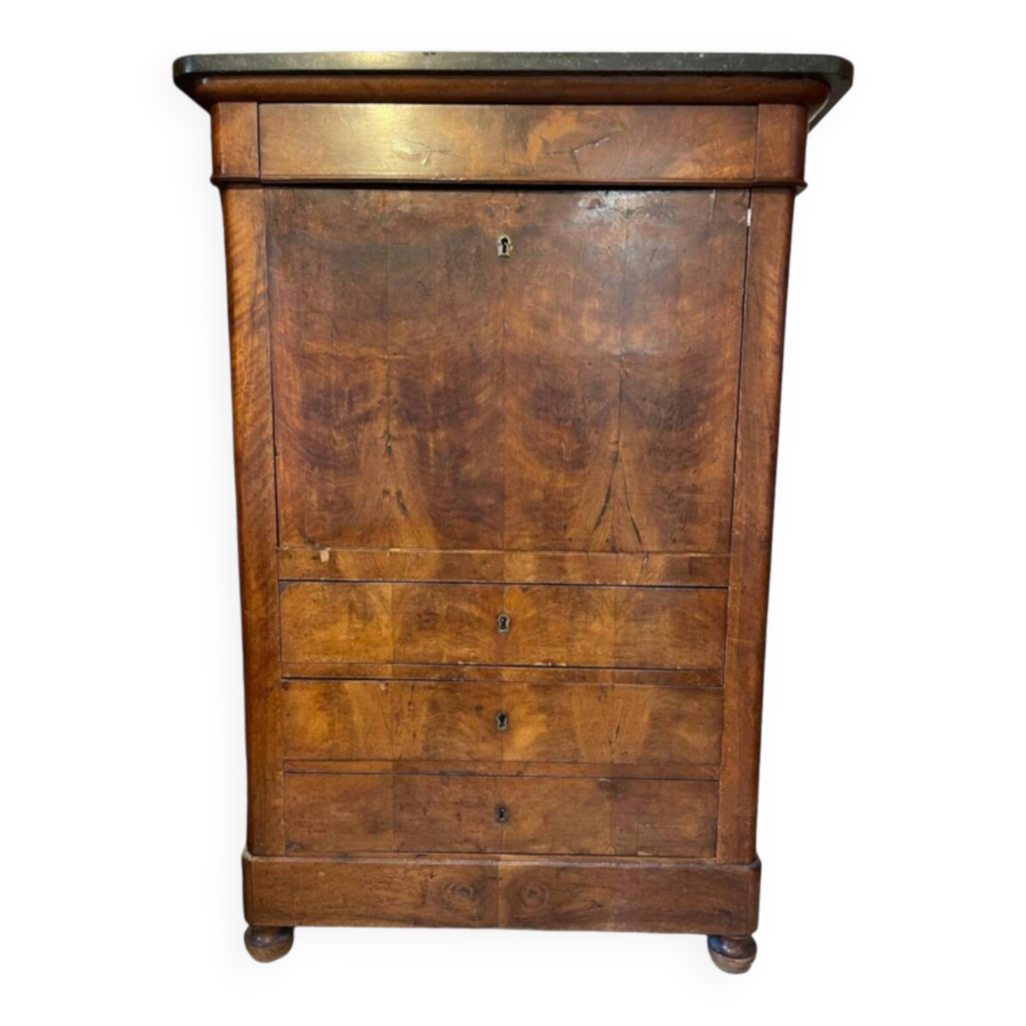 Empire or Louis Philippe period walnut secretary