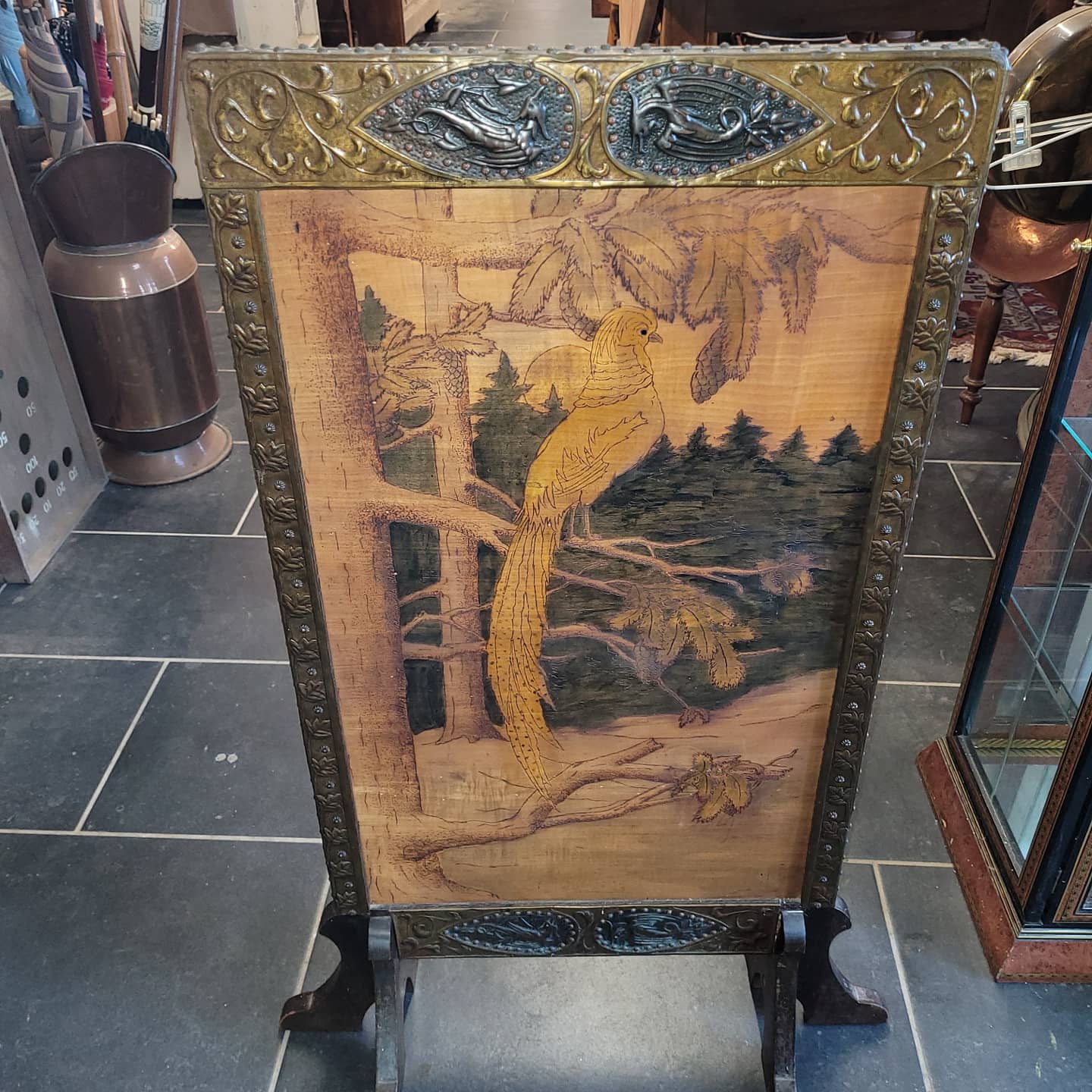 Fire pare old wooden fireplace