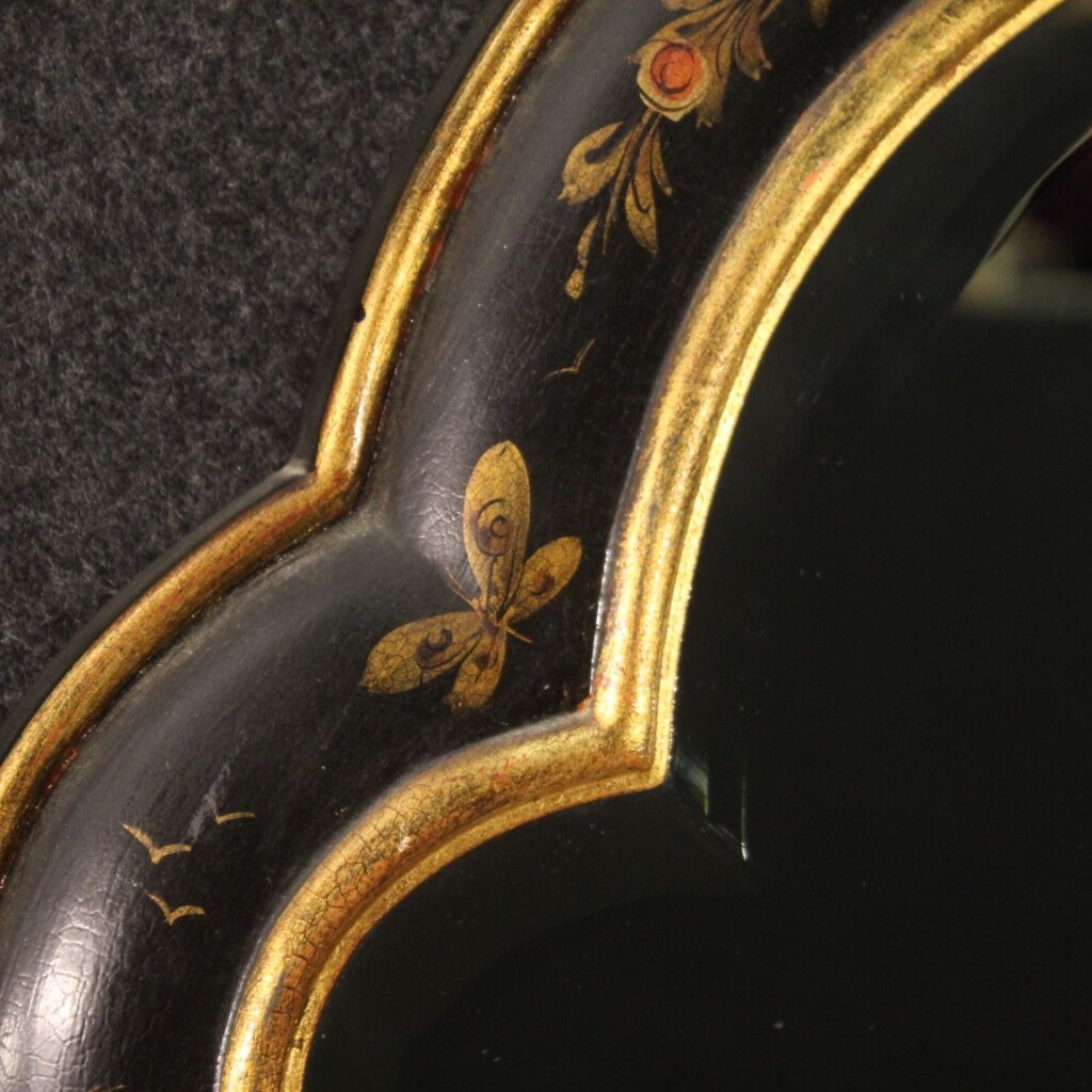 English mirror chinoiserie lacquered, gilded and painted