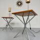Side table / bedside table with designer lighting, Ligne Roset metal and wood