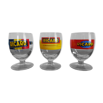 Set of 3 glasses ricard collector 75 years vintage