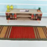 2x6 Red & Green Short Kilim Runner Rug, 73x188Cm