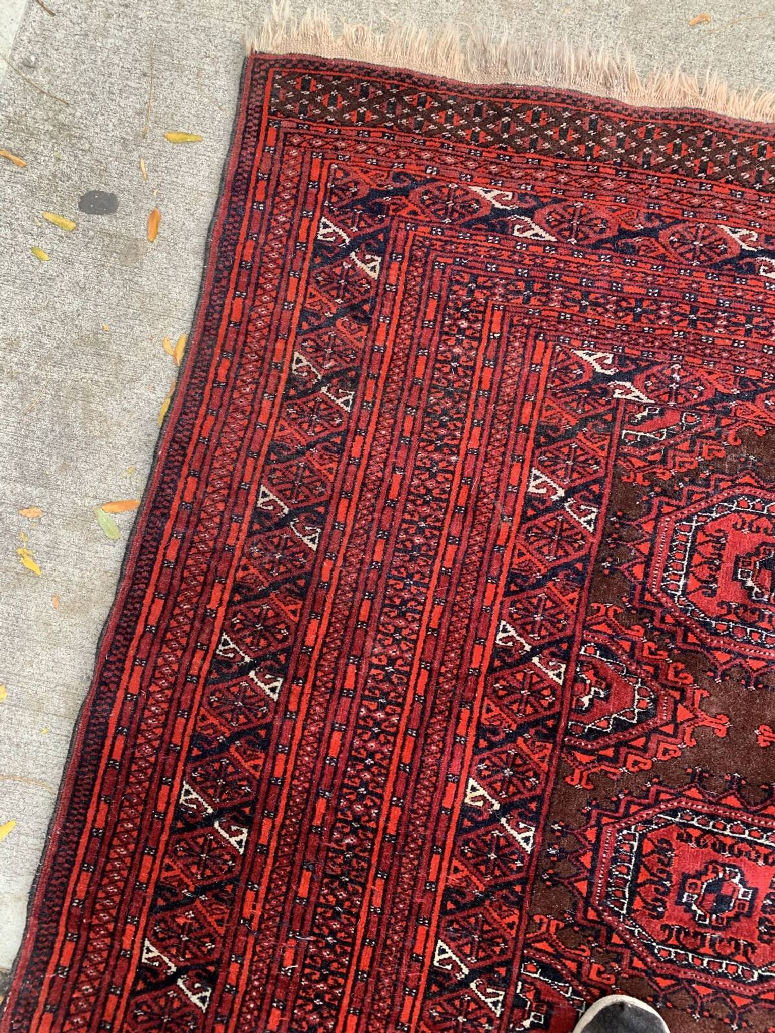 Vintage Uzbek Handmade Bukhara Rug, 4.5' x 5.10' (137cm x 181cm), 1960s