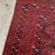 Vintage Uzbek Handmade Bukhara Rug, 4.5' x 5.10' (137cm x 181cm), 1960s