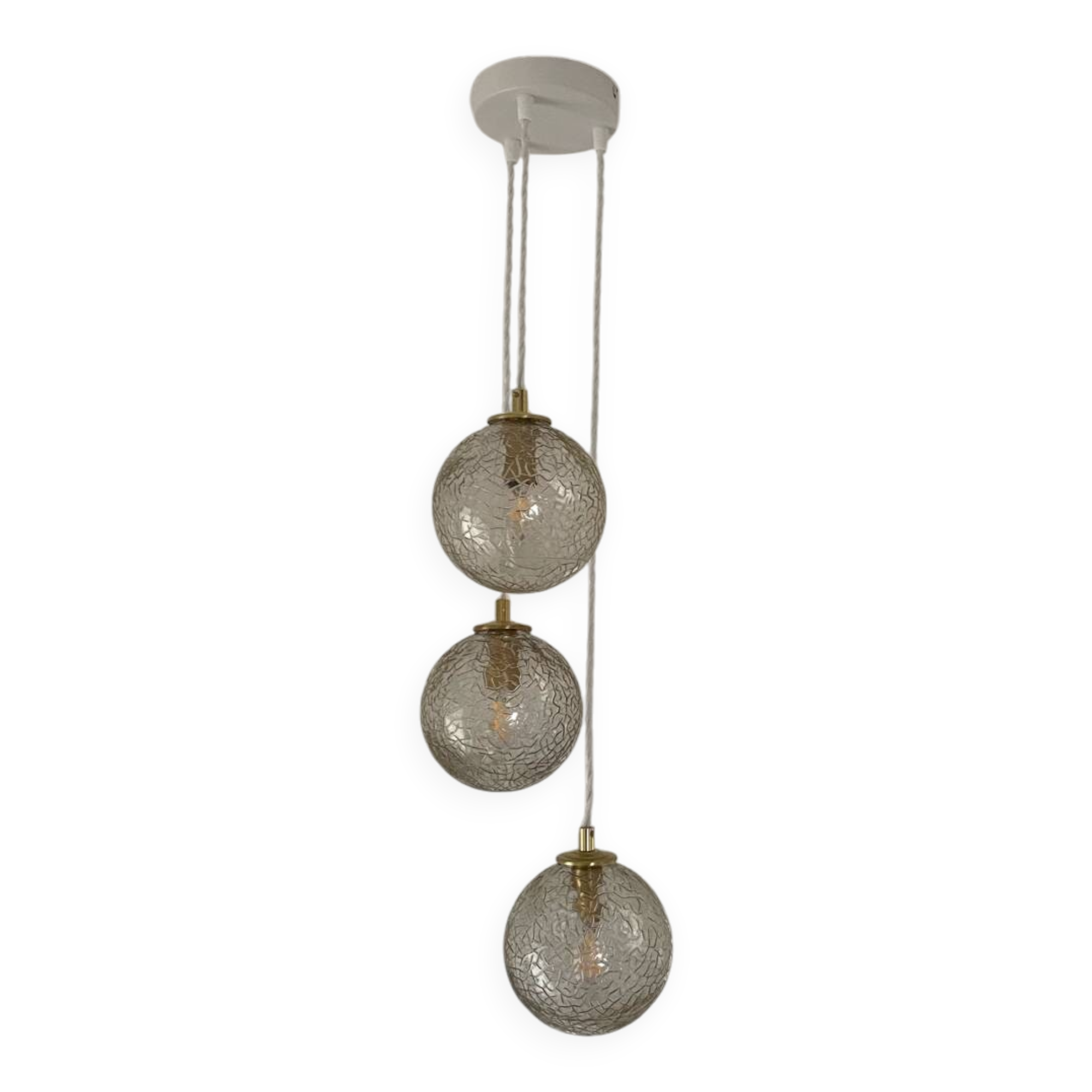 Triple pendant light with vintage glass globes