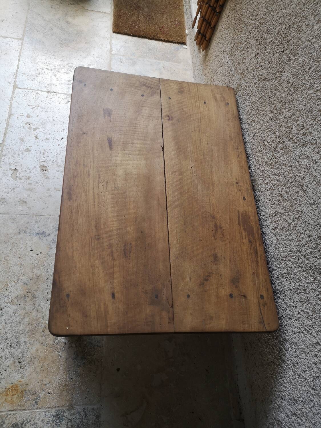 Walnut and oak coffee table.
