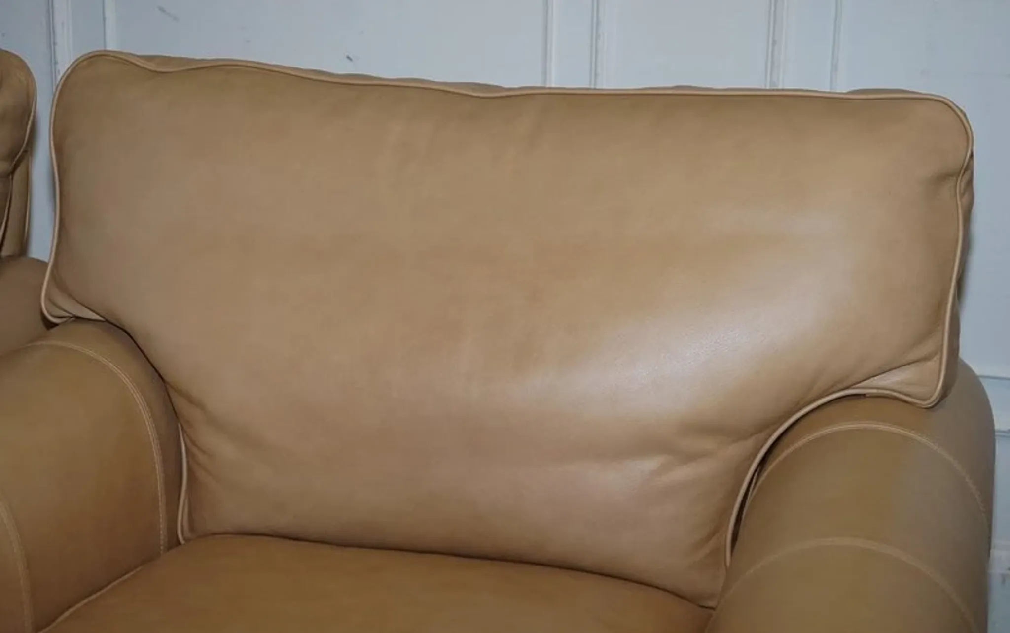 Brown Leather Latte Armchairs by Multi York England, Set of 2