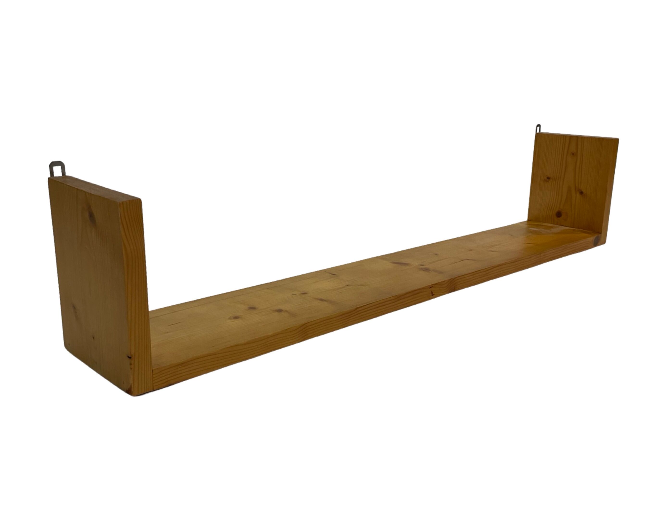 Vintage wooden wall rack bookshelf in pine