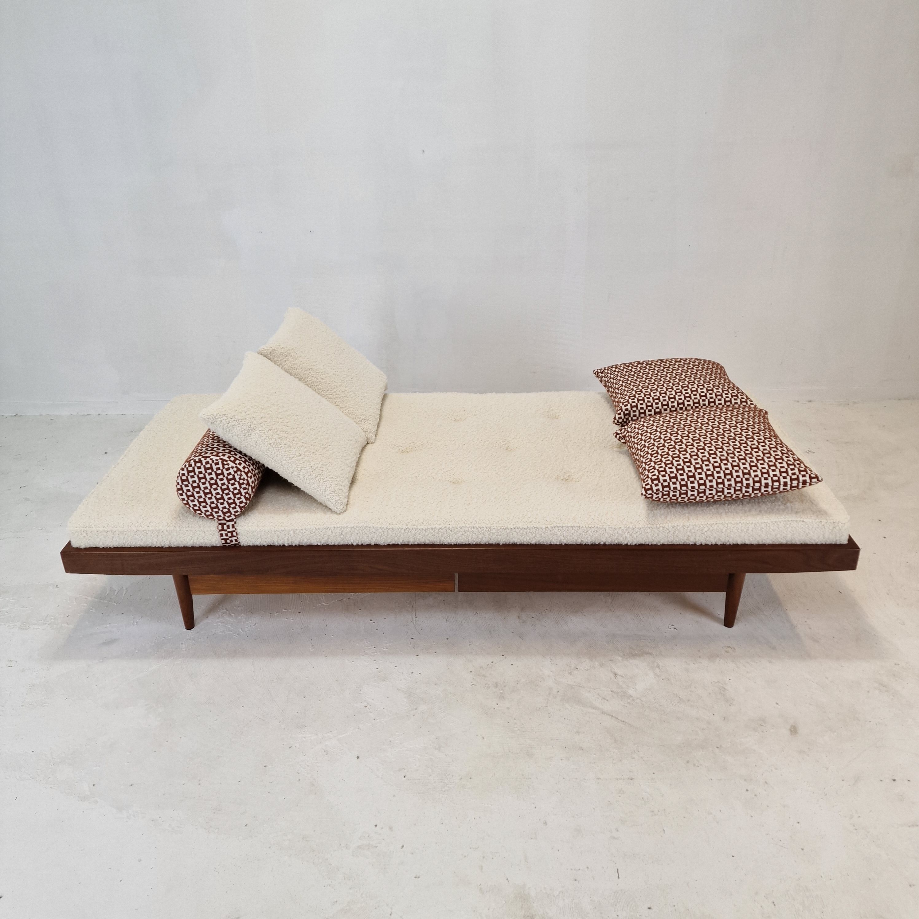 Teak Daybed with Hermes Cushions and Bolster, 1960s
