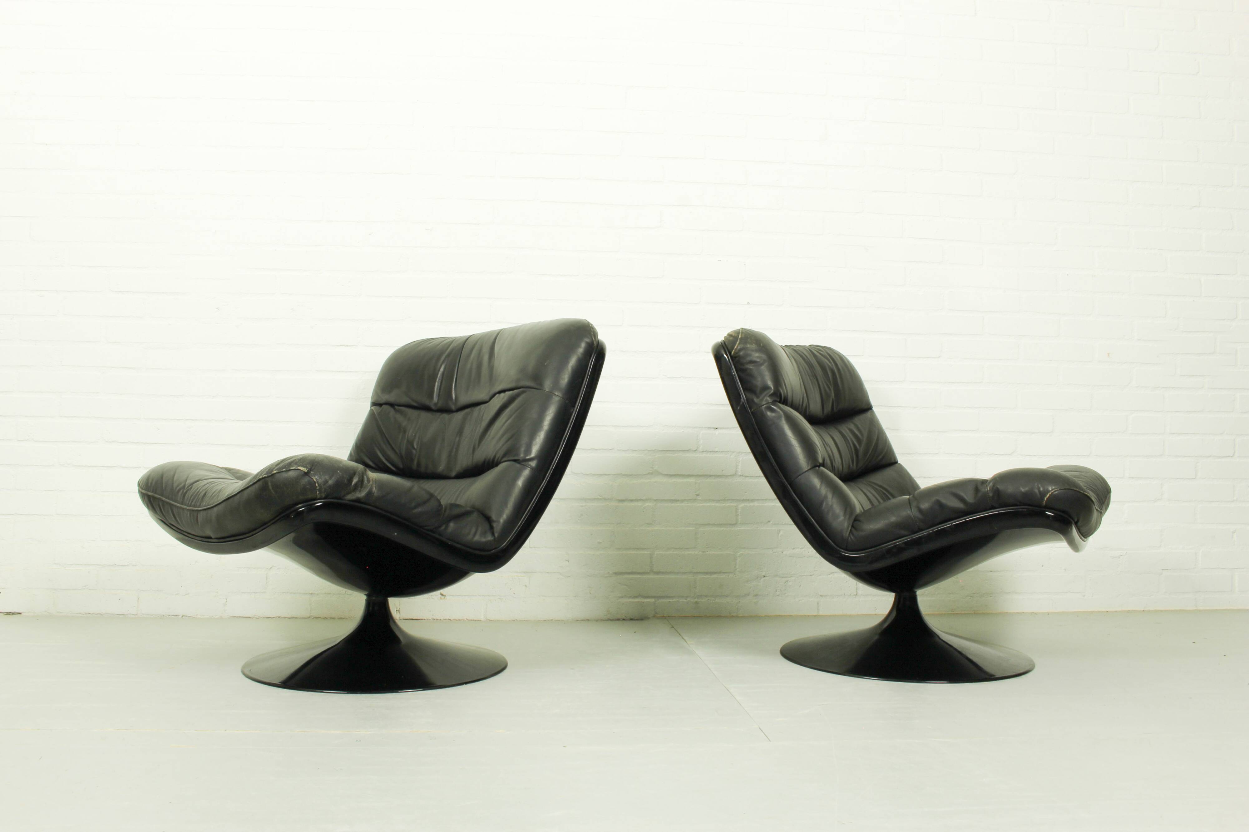 Set of 2 Vintage Dutch design F978 swivel chairs by Geoffrey Harcourt for A