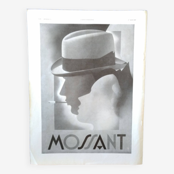 Une publicité papier isure d'une revue d'époque année 1937 chapeaux Mossant