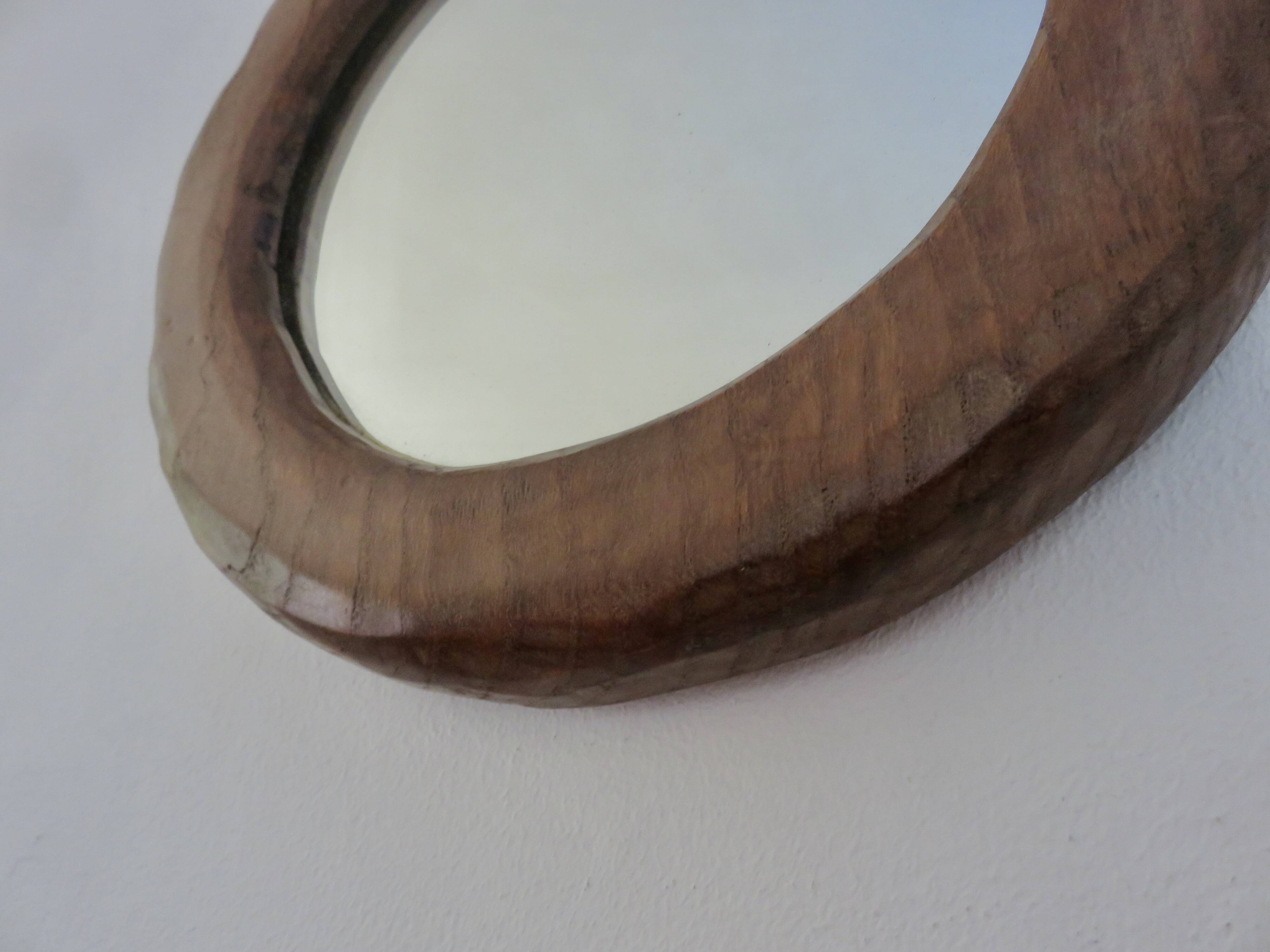 Solid wood mirror carved with a chisel, free form, 1960s.