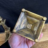 Two orientalist style candlesticks in gilded bronze from the late 19th century, circa 1880