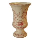 Vase Moustiers faience decoration hand birds signed